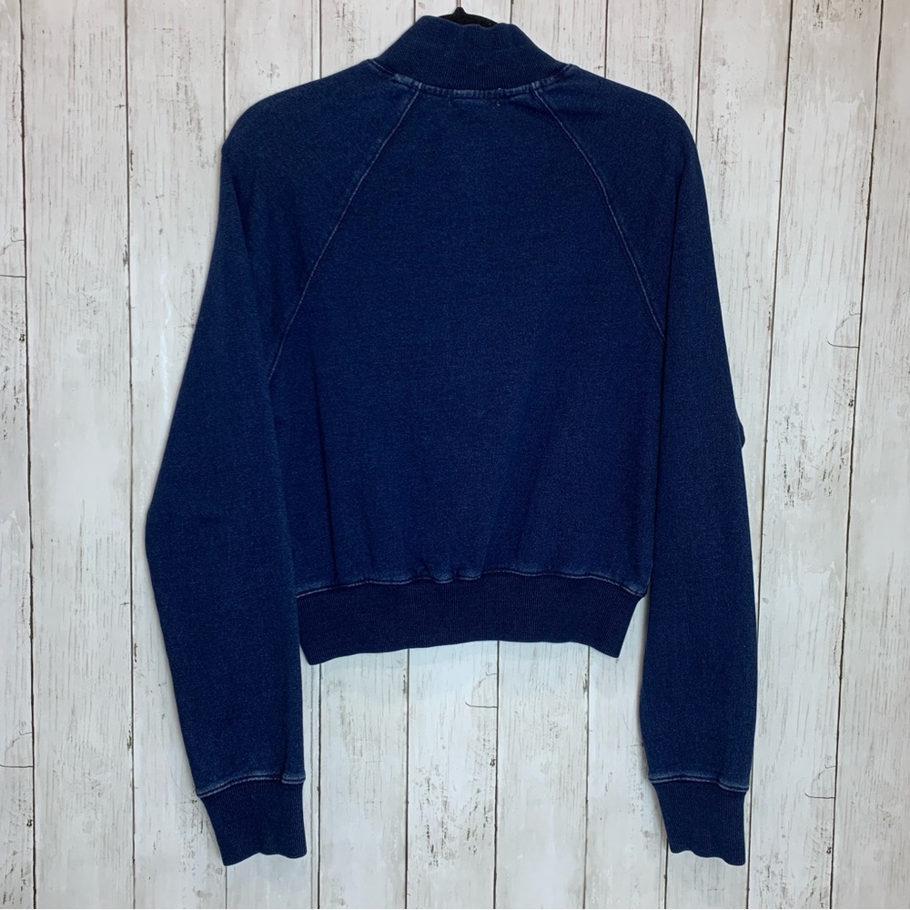 Good American Jeanius Mock Zip Pullover French Terry M Sweatshirt 100% Cotton - Picture 8 of 9